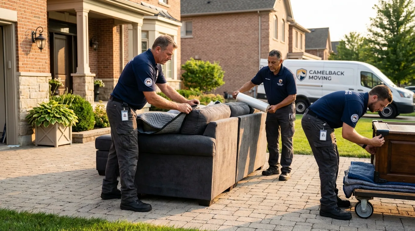Large estate moving crew wrapping furniture in Divernon, IL
